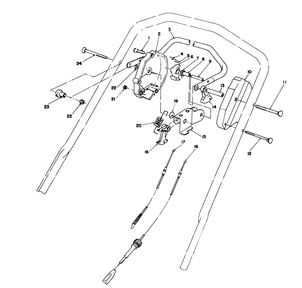 Traction Control Assembly Diagram and Parts List for 20210 1000001 - 1999999 Toro Lawn Mower