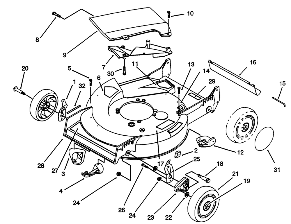 Housing Assembly Diagram and Parts List for 20433 39000001 - 39999999 Toro Lawn Mower