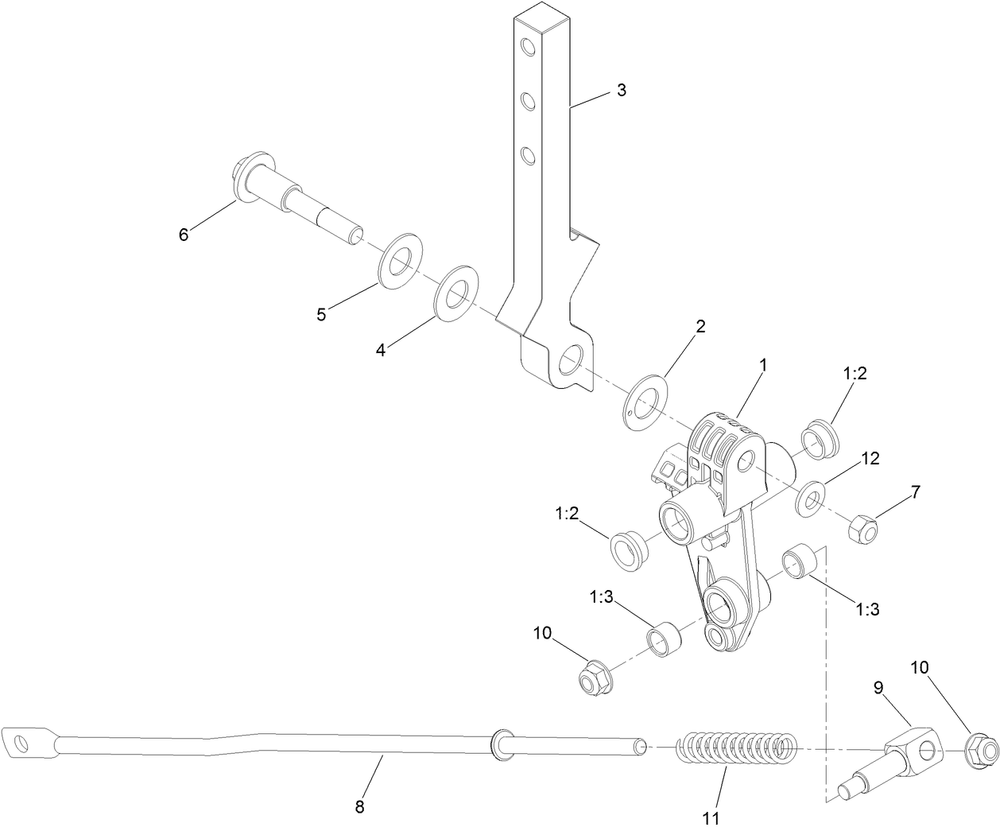 Rh Motion Control Assembly Diagram and Parts List for 74472 402100000-403351083 Toro Lawn Tractor