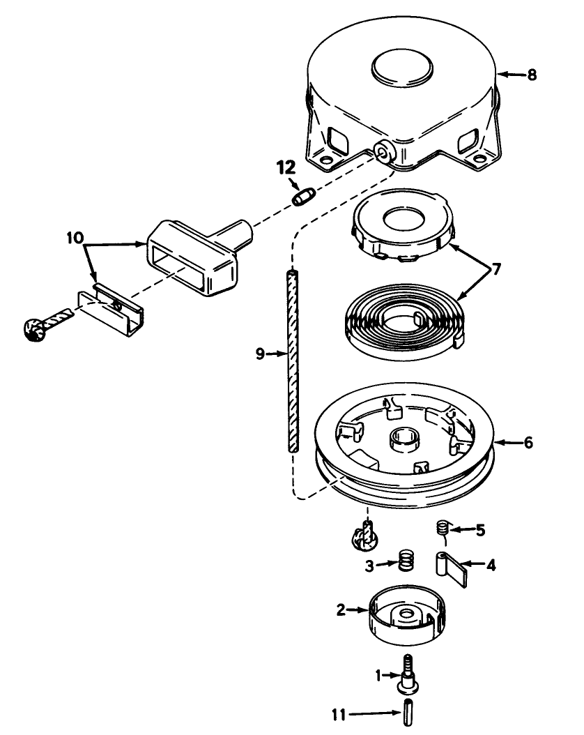 Rewind Starter No. 590420a (Used On Units With Serial No. 7000001-7001847) Diagram and Parts List for 16775 7000001 - 7999999 Toro Lawn Mower