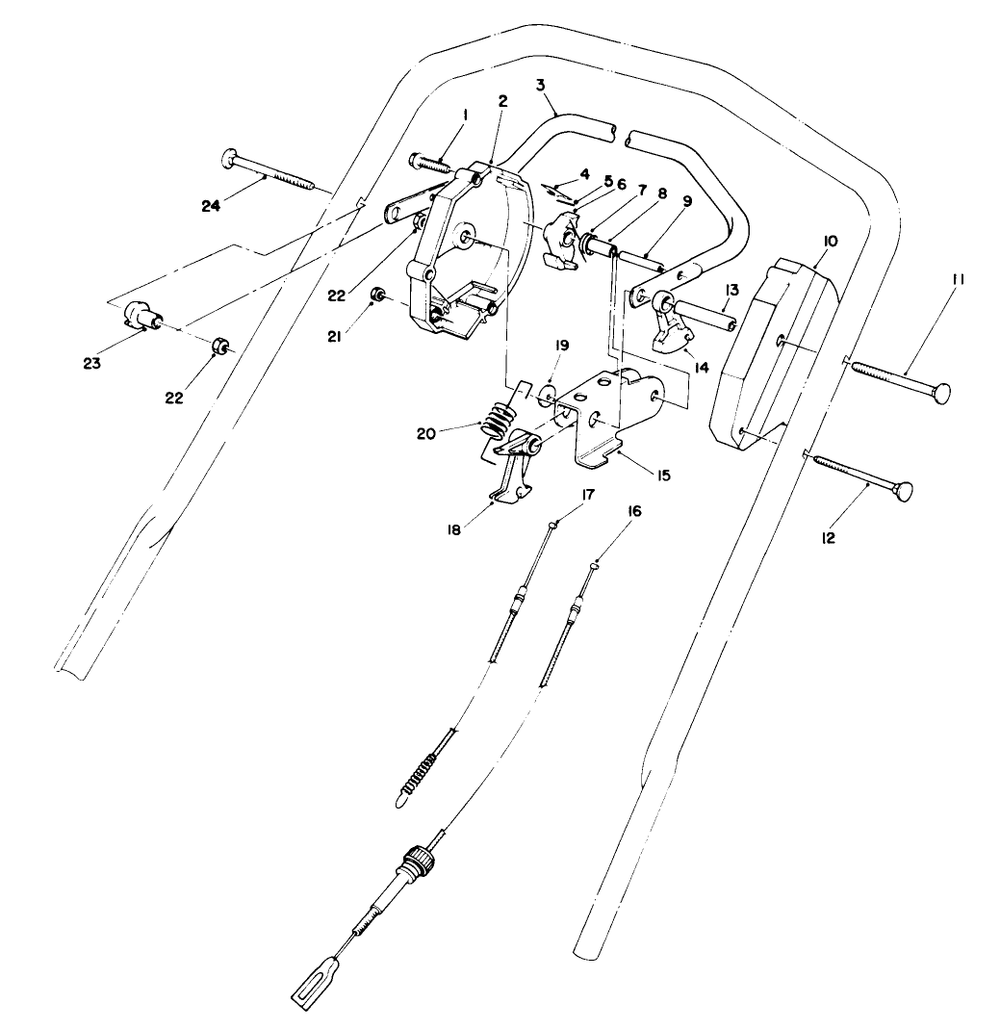 Traction Control Assembly Diagram and Parts List for 20219 1000001 - 1999999 Toro Lawn Mower