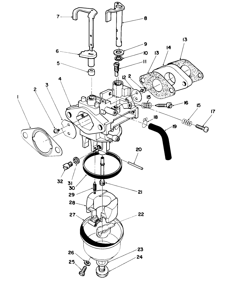 Carburetor Assembly (Model No. Vml0-5) Diagram and Parts List for 20926B 1000001 - 1999999 Toro Lawn Mower