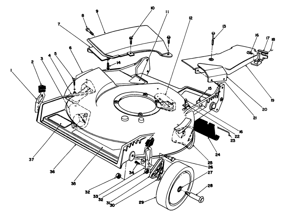 Housing Assembly Diagram and Parts List for 20218 1000001 - 1999999 Toro Lawn Mower