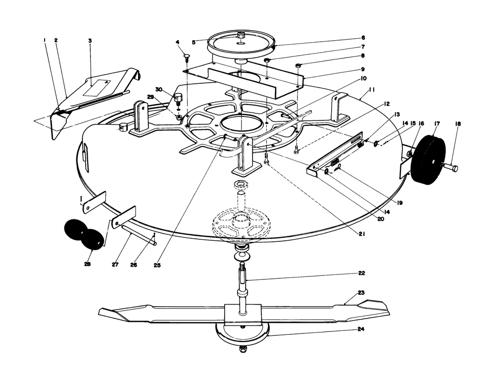 Cutting Deck Diagram and Parts List for 57360 8000001 - 8999999 Toro Lawn Tractor