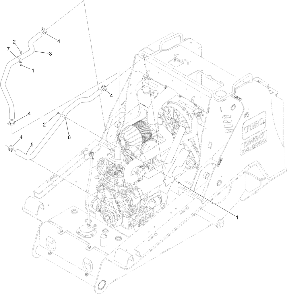 Radiator Hose Assembly Diagram and Parts List for 22530 414400000 - 999999999 Toro Lawn Tractor Accessories