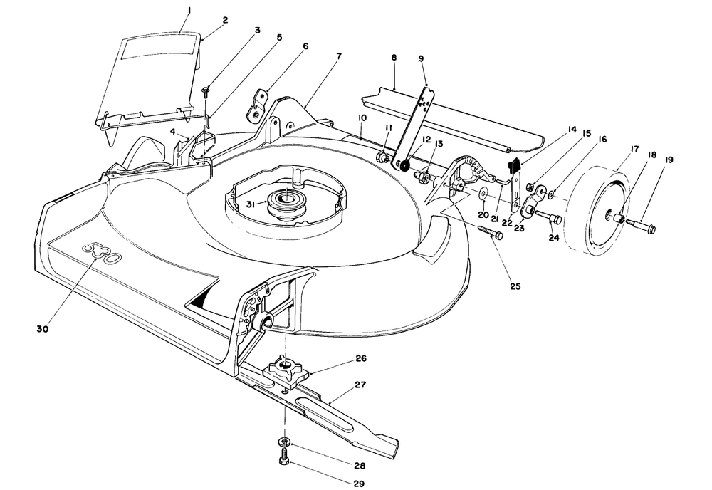 Housing Assembly Diagram and Parts List for 16212 4000001 - 4999999 Toro Lawn Mower