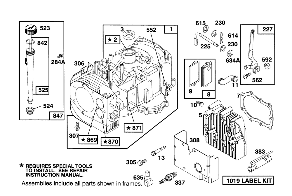 Engine Briggs & Stratton Model 286707-0453-01 Diagram and Parts List for 71184 6900001 - 6999999 Toro Lawn Tractor