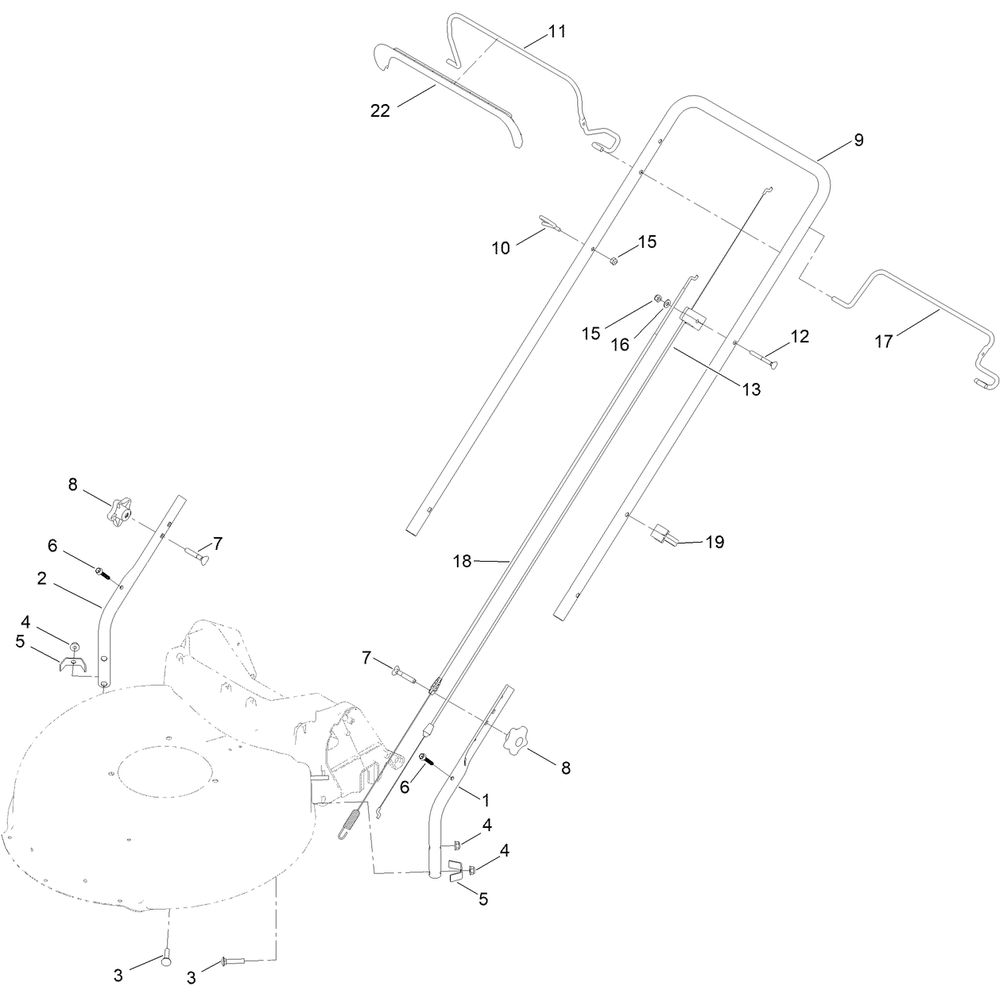 Handle Assembly Diagram and Parts List for 21750 411878694 - 999999999 Toro Lawn Mower