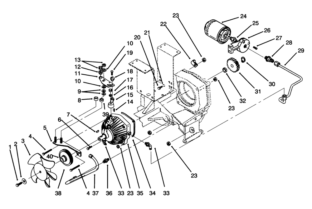 Hydrostatic Transmission Diagram and Parts List for 73501 59000001 - 59000411 Toro Lawn Tractor