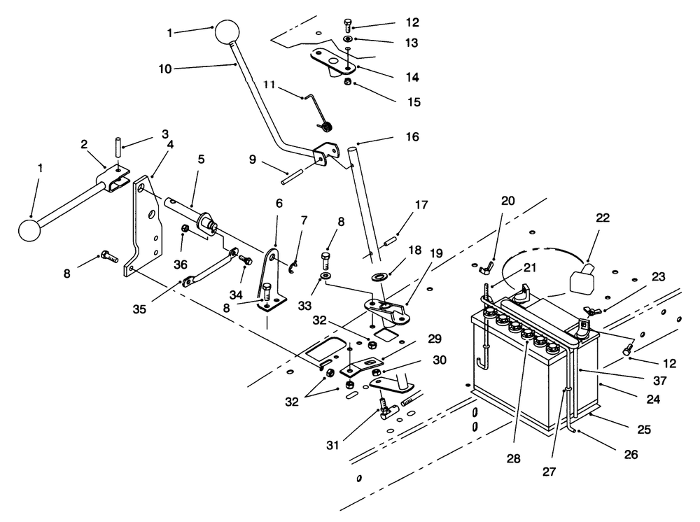 Transmission Linkage Assembly Diagram and Parts List for 70081 6900001 - 6999999 Toro Lawn Tractor