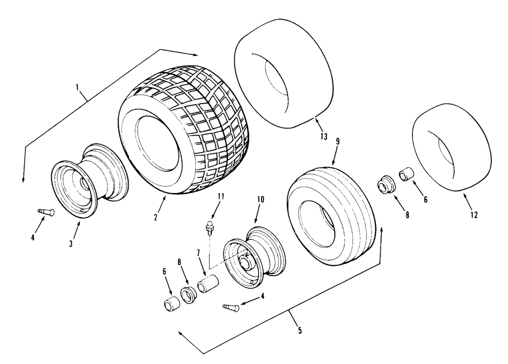 Wheels And Tires Diagram and Parts List for 74140 690001 - 699999 Toro Lawn Tractor