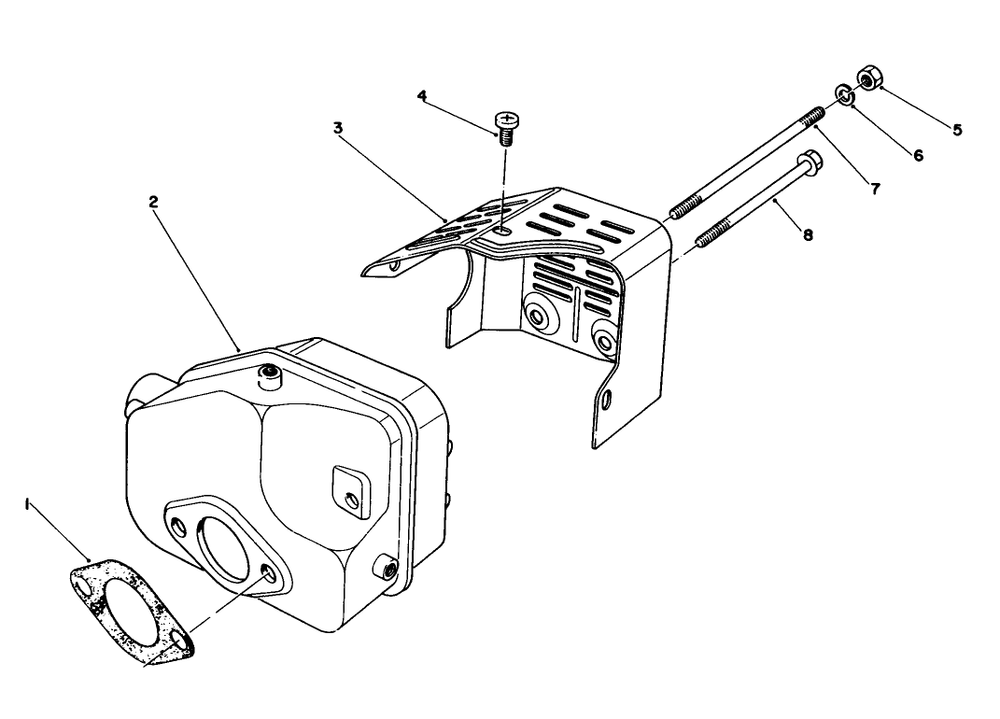 Muffler Assembly Diagram and Parts List for 16212 4000001 - 4999999 Toro Lawn Mower