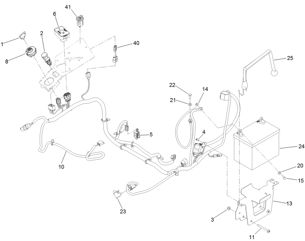 Electrical Assembly Diagram and Parts List for 77248 410200000-411435971 Toro Lawn Tractor