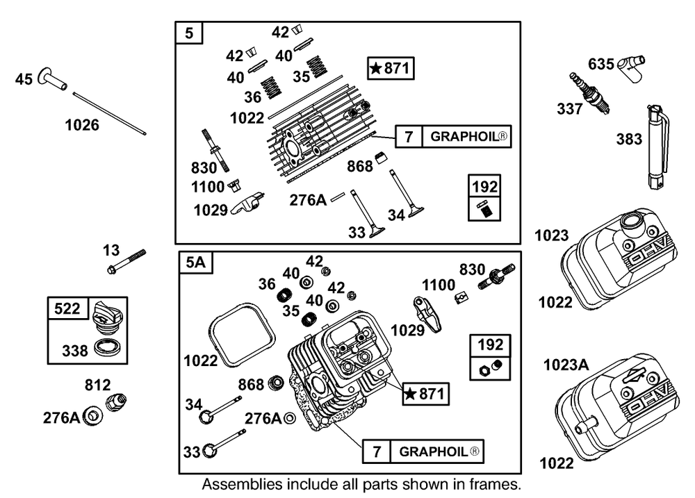 Cylinder Head And Cover Assembly  Briggs And Stratton 303447-1319-E1 Diagram and Parts List for 12004 230000001 - 230999999 Toro Lawn Tractor