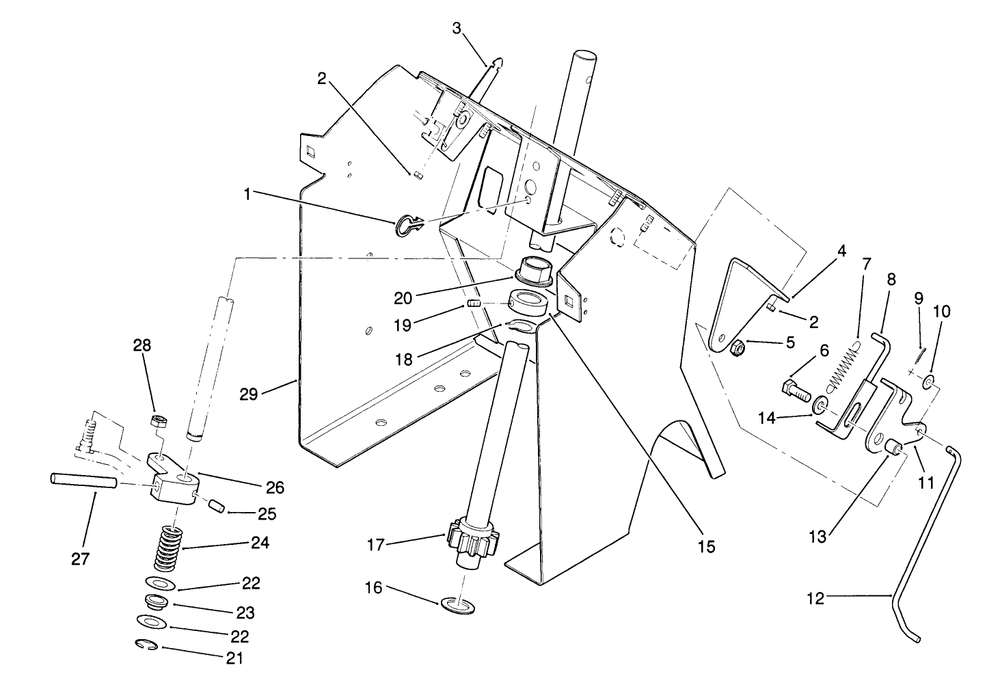 Steering Shaft And Indicator Assembly Diagram and Parts List for 22-14OE01 1000001 - 1999999 Toro Lawn Tractor