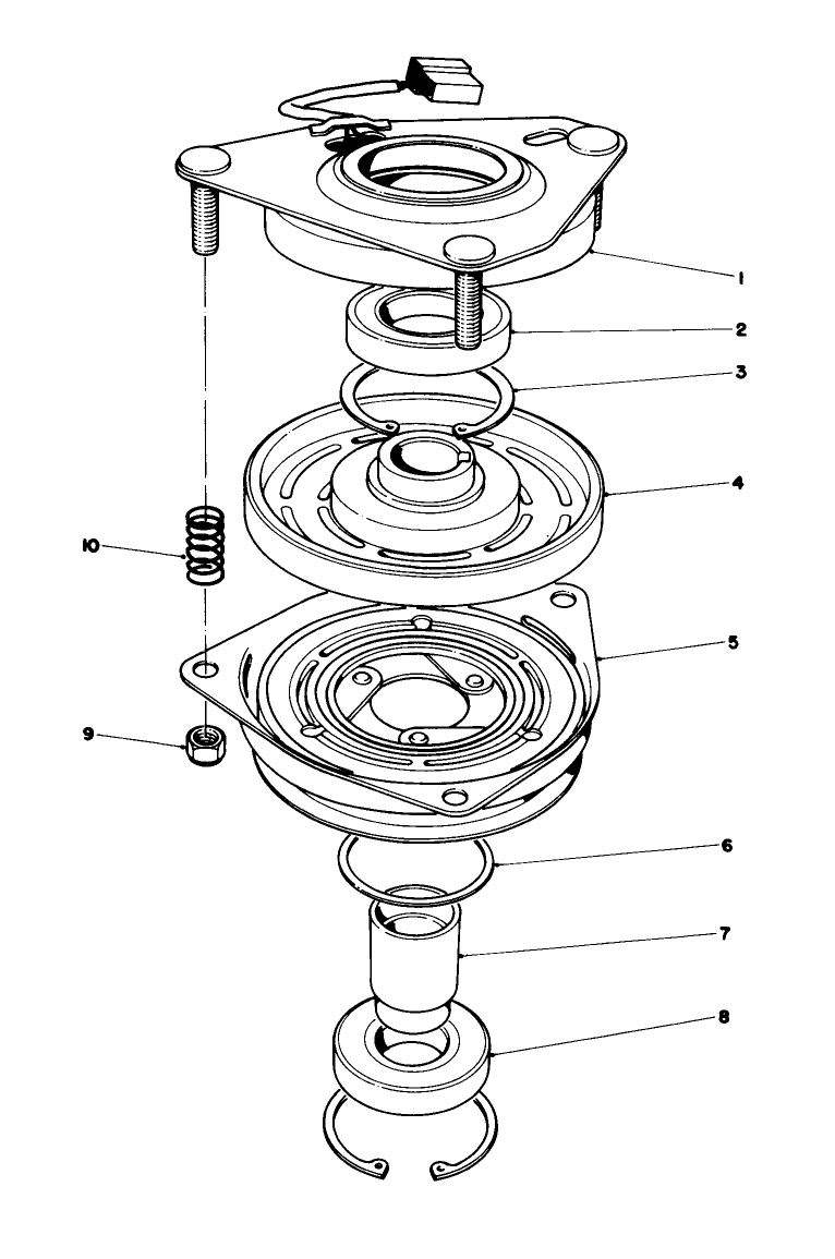 Clutch Assembly Diagram and Parts List for 30754 (800001-899999)(1988) Toro Lawn Tractor