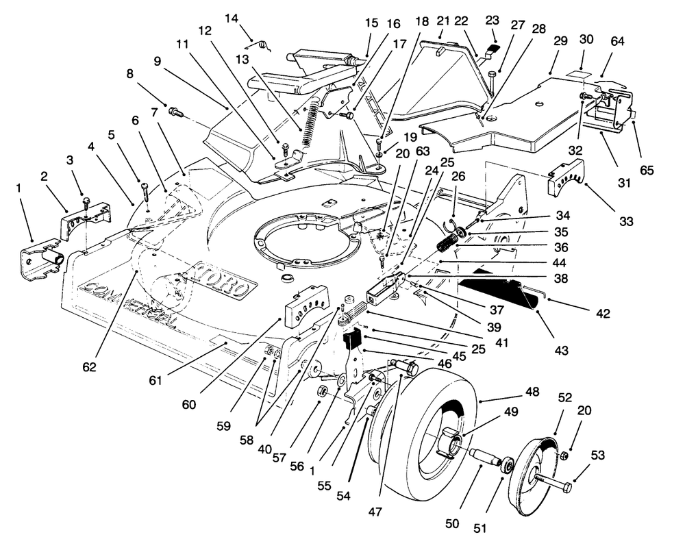 Housing Assembly Diagram and Parts List for 22151 6900001 - 6999999 Toro Lawn Mower
