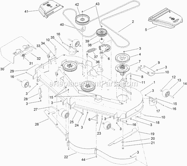 Deck Assembly Diagram and Parts List for 74940 313000001-313999999 Toro Lawn Mower