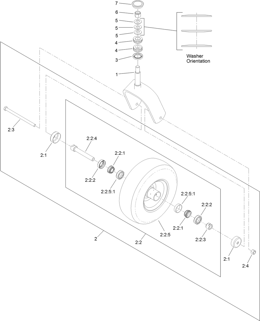 Caster Wheel And Fork Assembly Diagram and Parts List for 39521 409760523-999999999 Toro Aerator