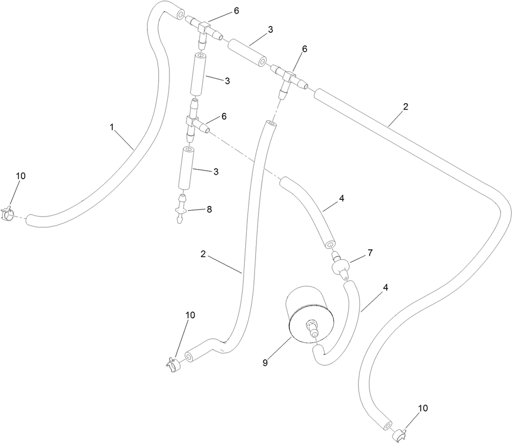 Vent Hose Assembly Diagram and Parts List for 74568TE (311000001-311999999)(2011) Toro Lawn Mower