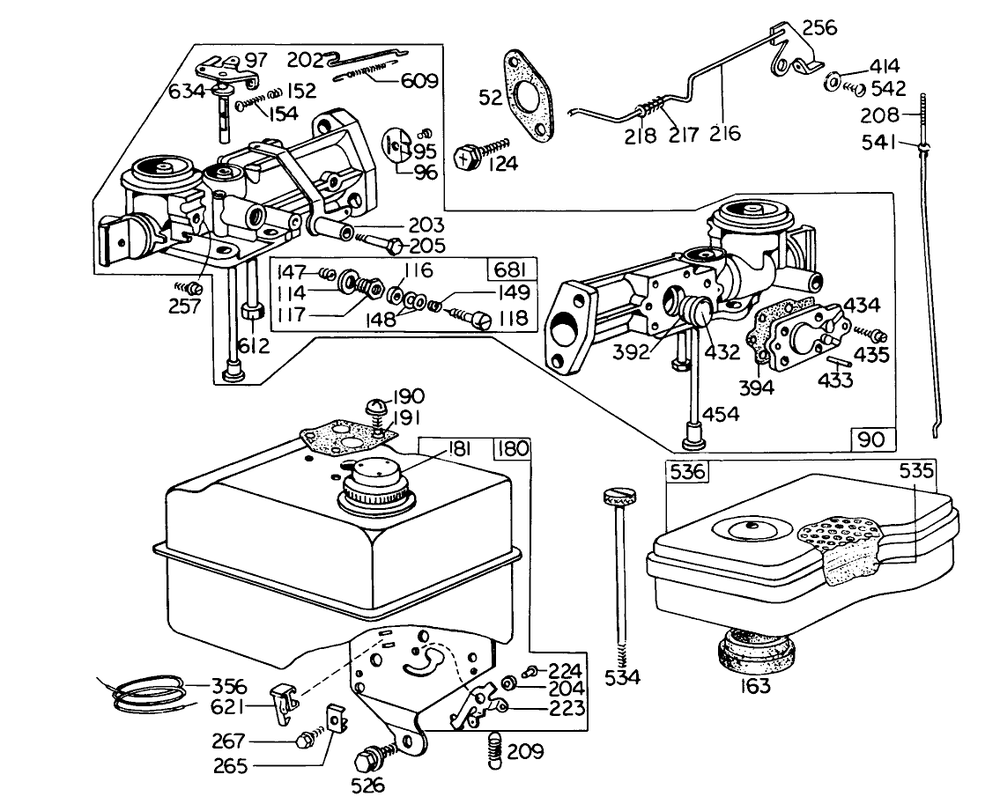 Carburetor Assembly Diagram and Parts List for 58231 4001270 - 4999999 Toro Tiller