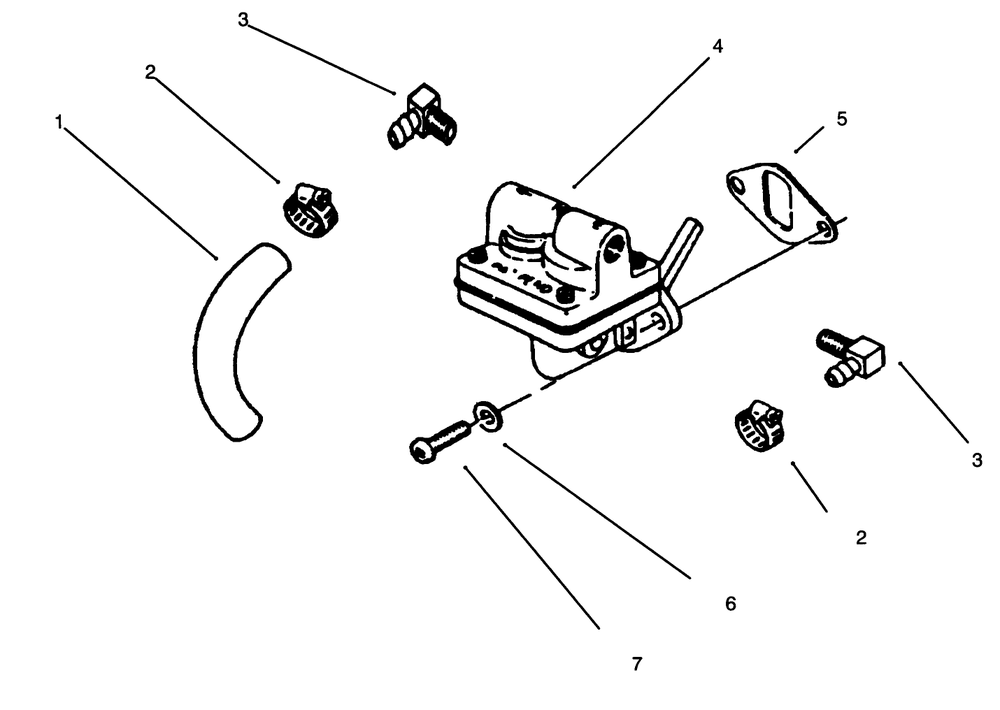 Fuel Pump Diagram and Parts List for 73380 4900001 - 4999999 Toro Lawn Tractor