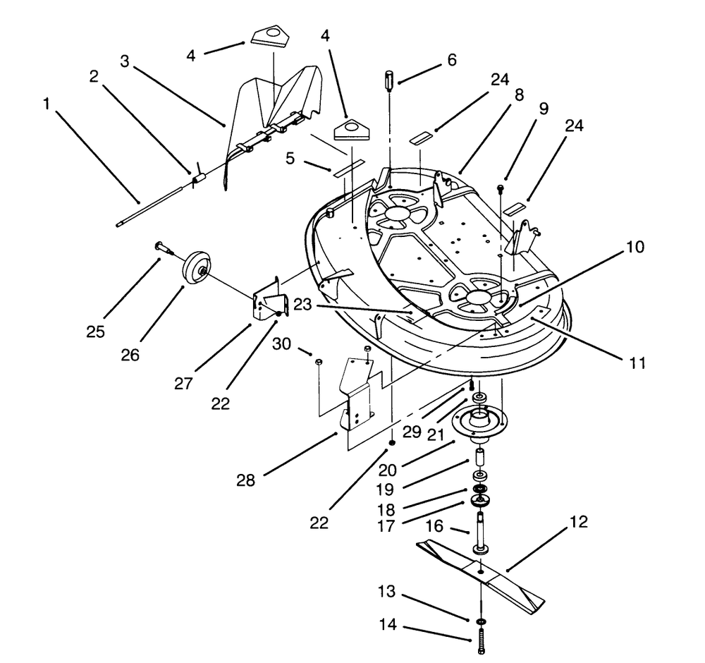 Housing & Spindle Assembly (38" Cutting Unit) Diagram and Parts List for 71202 5900001 - 5999999 Toro Lawn Tractor
