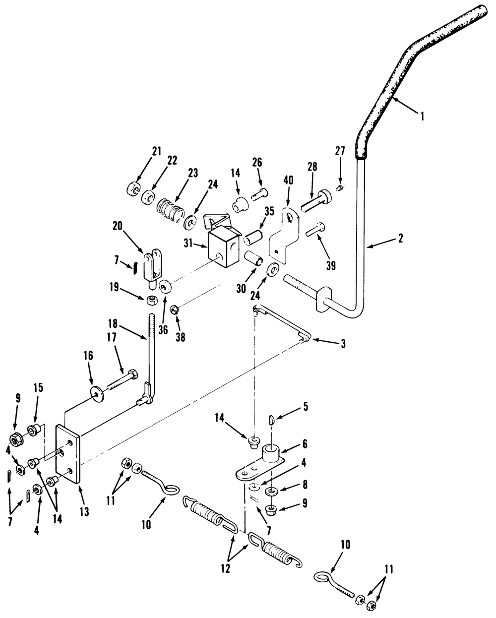 Transmission Drive Linkage Diagram and Parts List for R1-24OE02 1000001 - 1999999 Toro Lawn Tractor