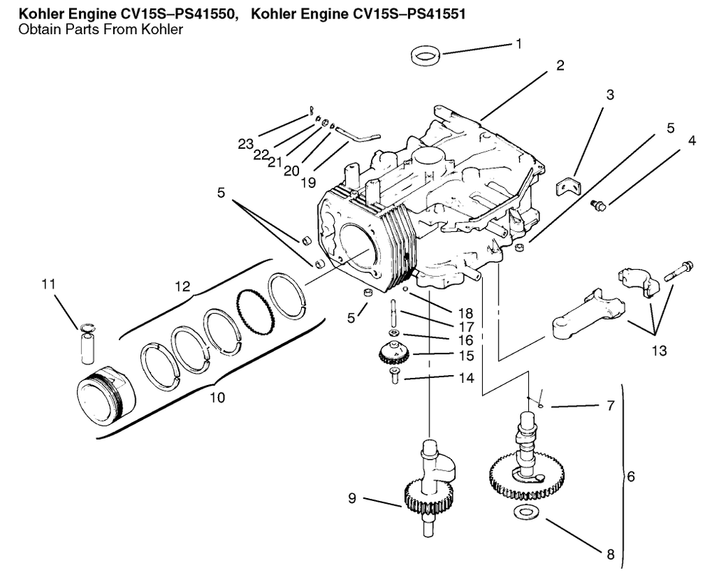 Crankcase Diagram and Parts List for 72070 9900001 - 9999999 Toro Lawn Tractor