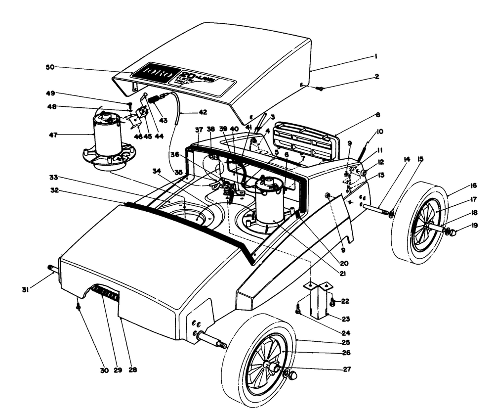 Motor And Housing Assembly Diagram and Parts List for 51170 9000001 - 9999999 Toro Lawn Mower