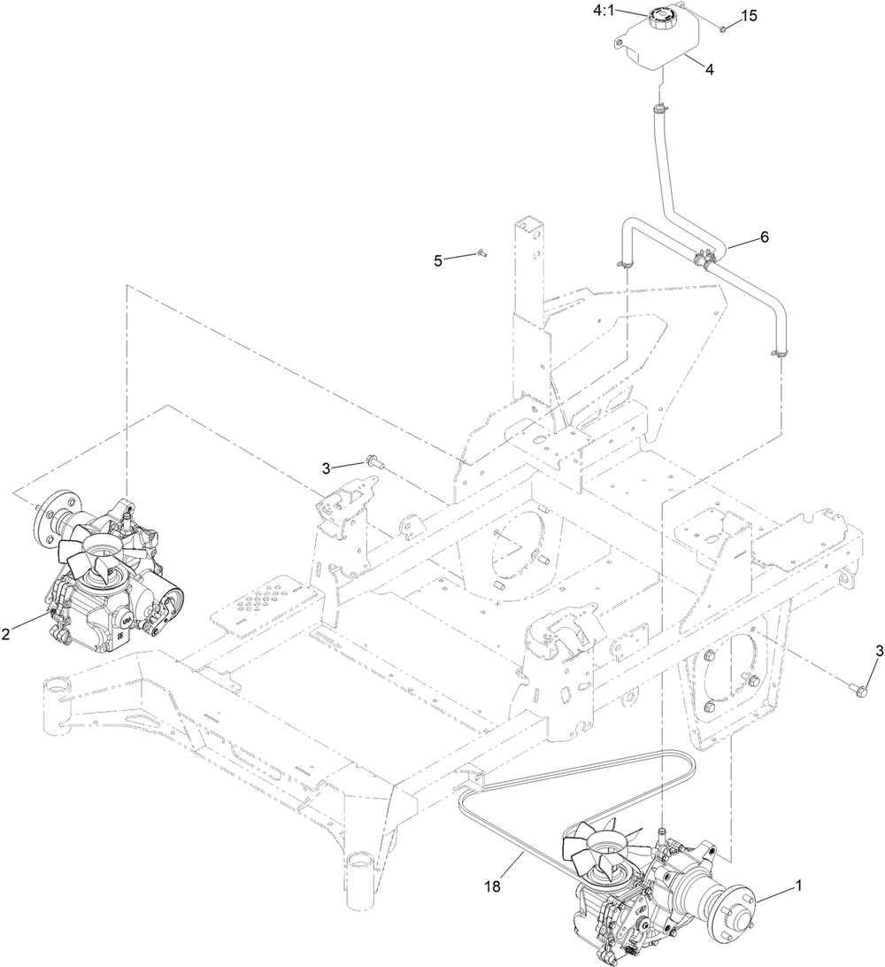 Hydraulic Drive Assembly Diagram and Parts List for 74057 400000000 - 416414583 Toro Lawn Tractor