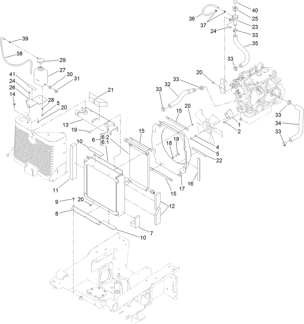 Radiator And Oil Cooler Assembly Diagram and Parts List for 22324 401800000 - 404499999 Toro Lawn Tractor Accessories