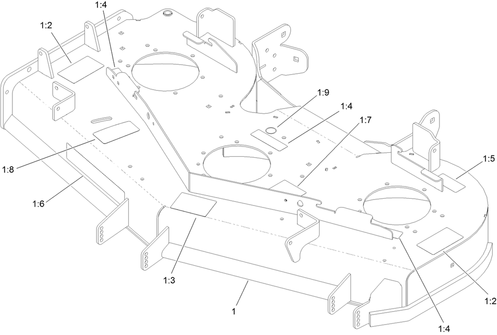 Deck Decal Assembly No. 140-1168 Diagram and Parts List for 72906 412200000 - 999999999 Toro Lawn Tractor