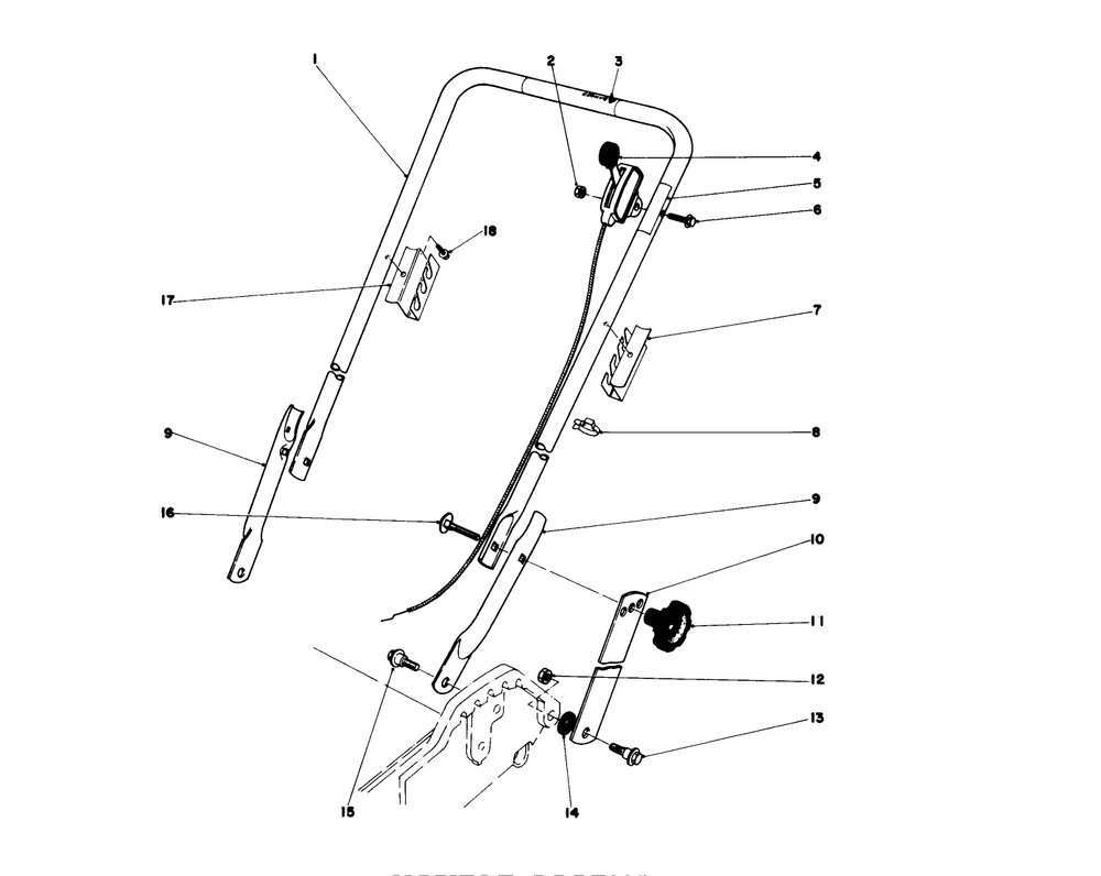 Handle Assembly Diagram and Parts List for 20752 8000001 - 8999999 Toro Lawn Mower