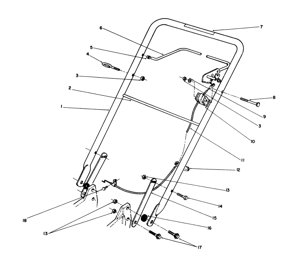 Handle Assembly Diagram and Parts List for 20511 9000001 - 9999999 Toro Lawn Mower