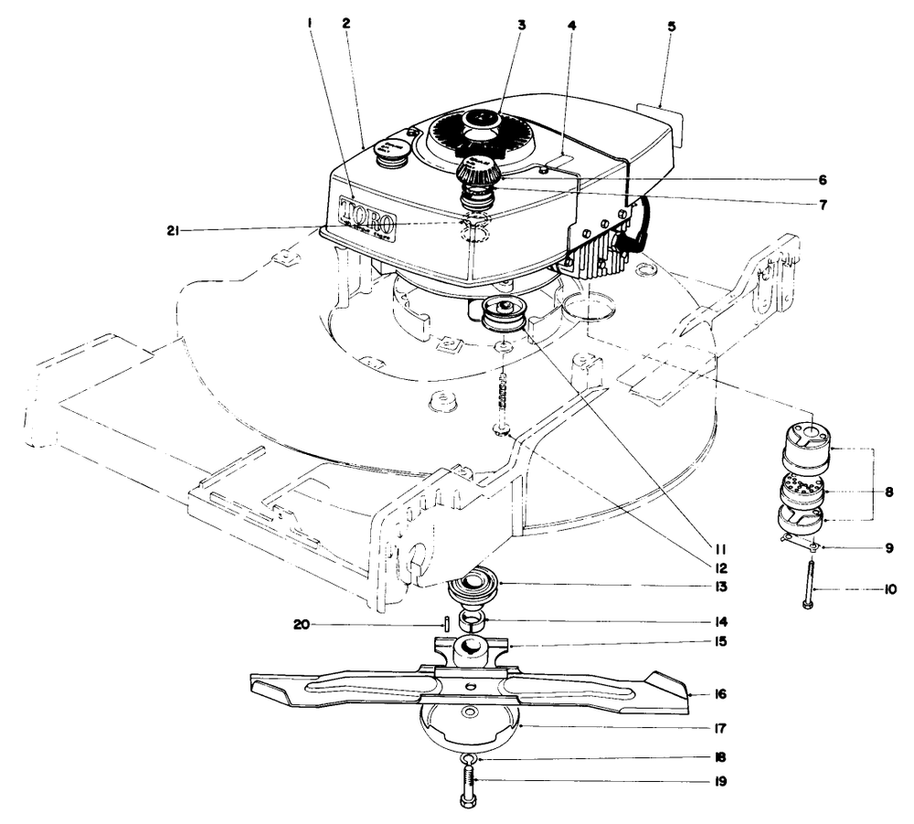 Engine Assembly (Model 20506) Diagram and Parts List for 20696 6000001 - 7999999 Toro Lawn Mower