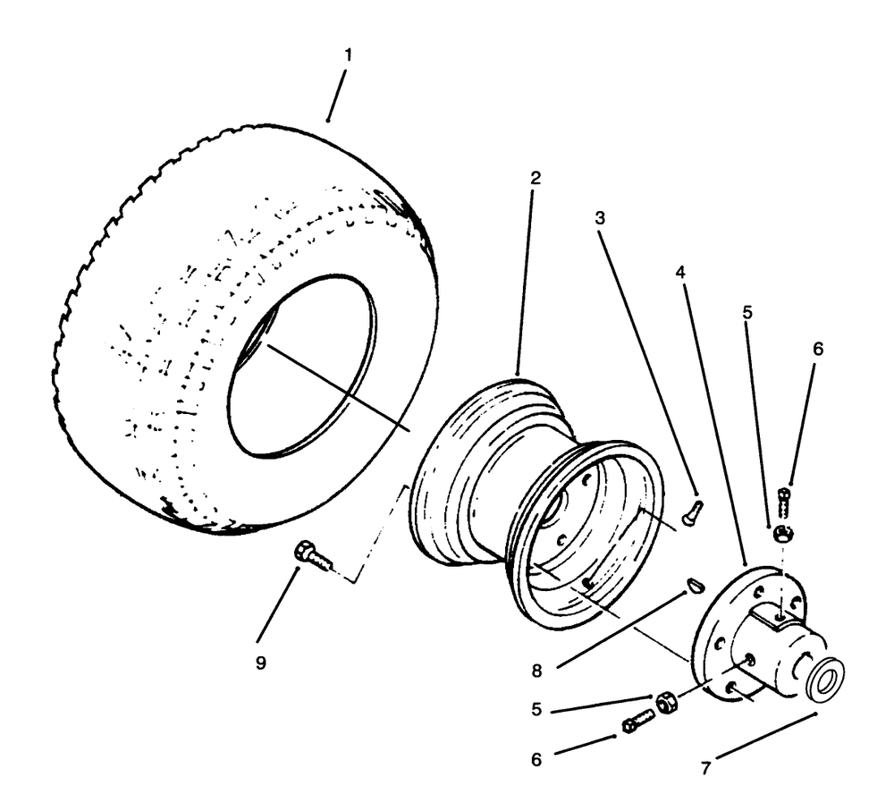 Rear Wheels And Tires Diagram and Parts List for 73520 5900178 - 5999999 Toro Lawn Tractor