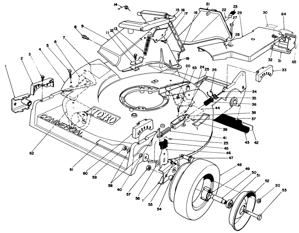 Housing Assembly Diagram and Parts List for 22043 3900001 - 3900964 Toro Lawn Mower