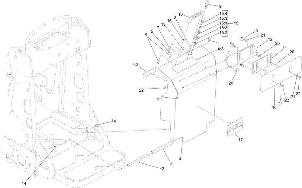 Rear Cover And Thigh Support Assembly Diagram and Parts List for 22337CP 410400000 - 999999999 Toro Lawn Tractor Accessories