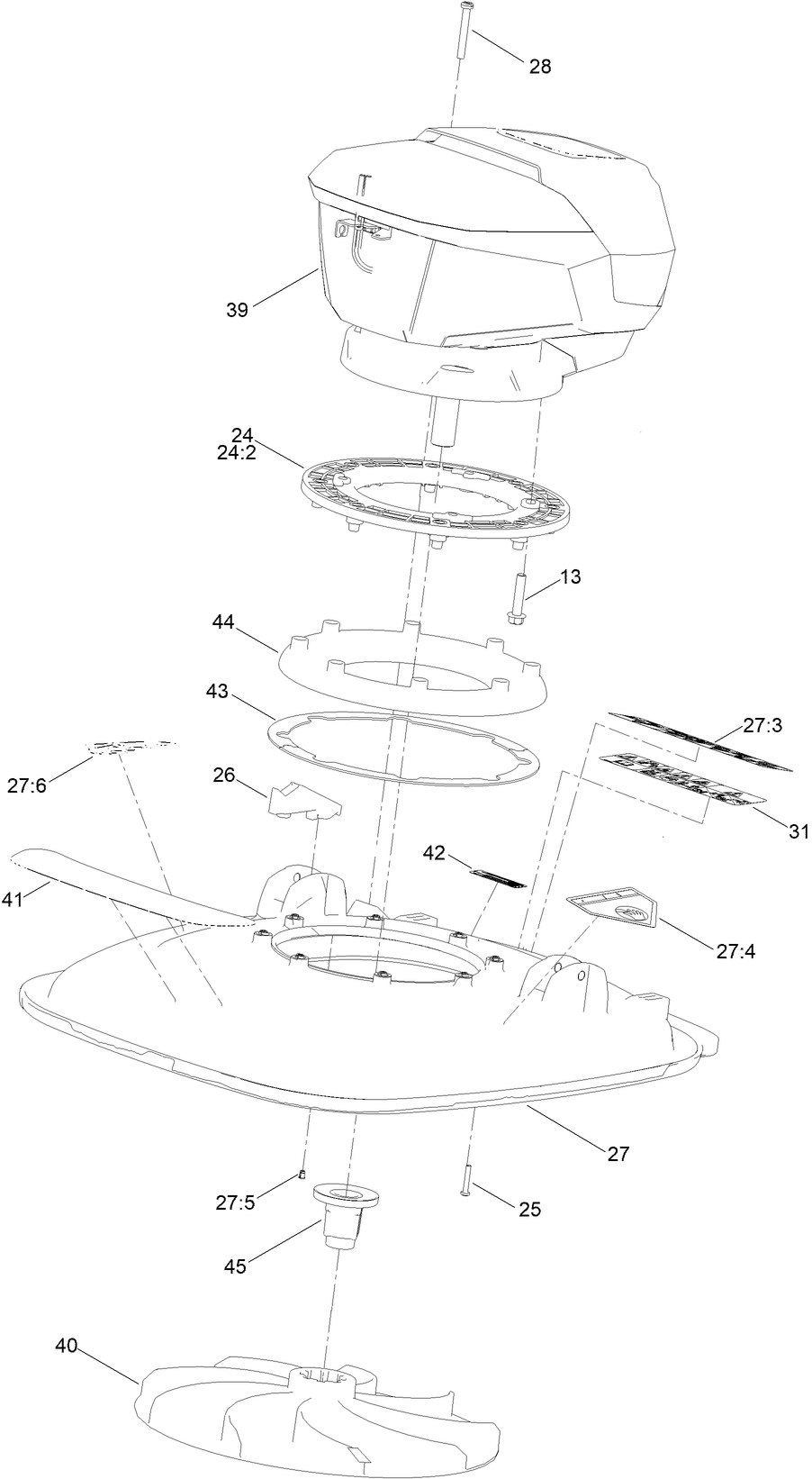 Motor Module And Blade Assembly Diagram and Parts List for 02614T 400000000 - 999999999 Toro Lawn Mower