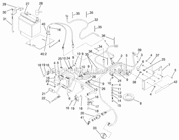 Electrical System Assembly Diagram and Parts List for 74218 200000001-200999999 Toro Lawn Mower