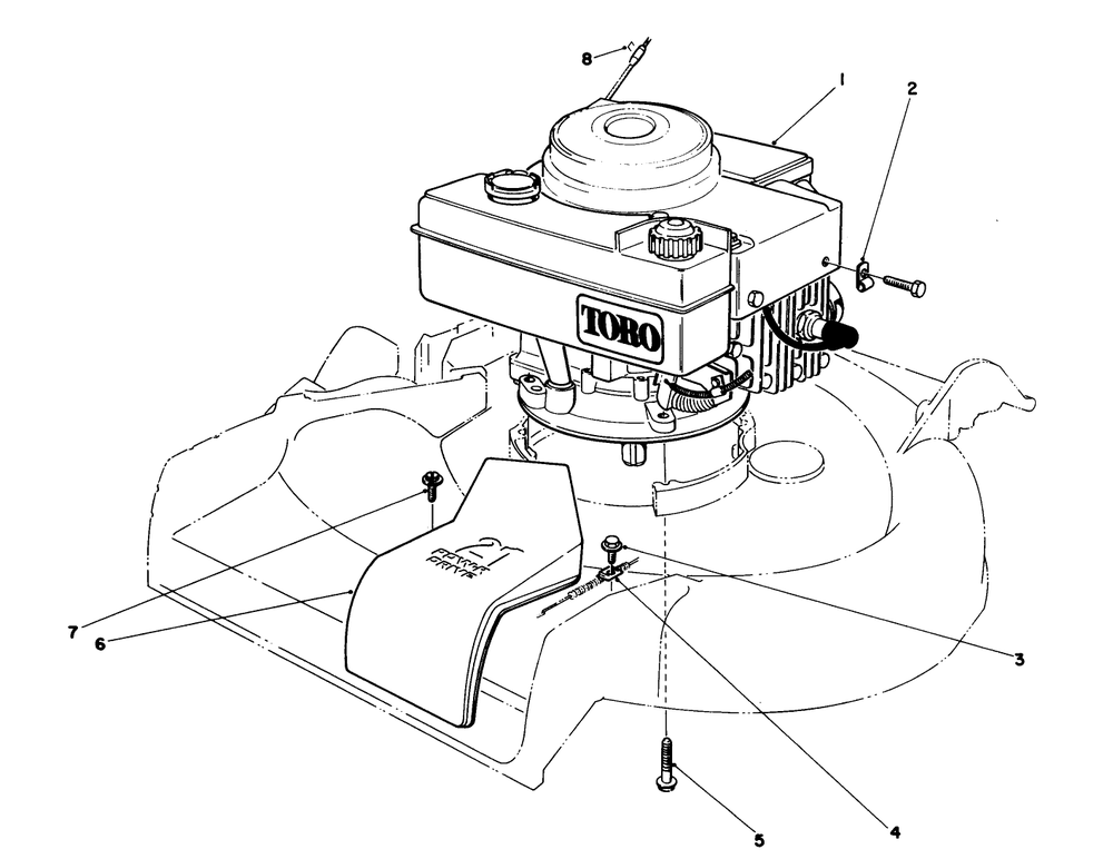 Engine Assembly Diagram and Parts List for 16775 8000001 - 8022965 Toro Lawn Mower