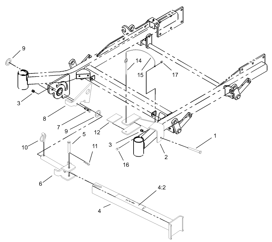 Z Stand Assembly Diagram and Parts List for 74213 (230006001-230999999)(2003) Toro Lawn Mower
