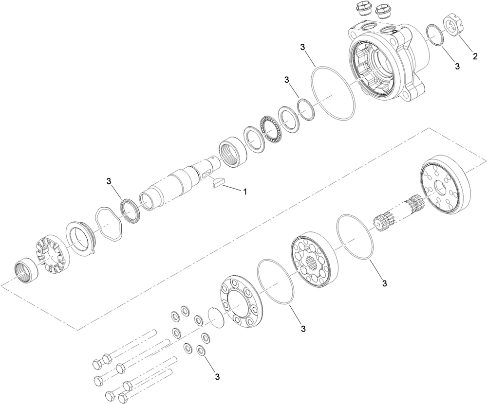 Hydraulic Motor Assembly 2 Diagram and Parts List for 72264TE 406427909-406429999 Toro Lawn Mower