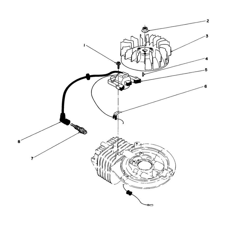 Flywheel & Magneto Assembly Diagram and Parts List for 16212C 6000001 - 6999999 Toro Lawn Mower