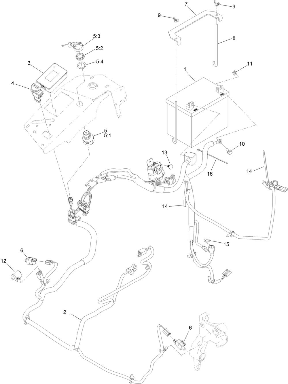 Electrical Assembly Diagram and Parts List for 74945 401800000-403226783 Toro Lawn Tractor