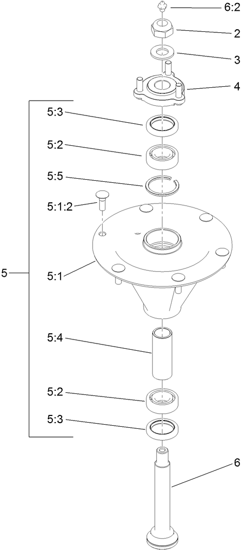 Spindle Assembly Diagram and Parts List for 74568TE (311000001-311999999)(2011) Toro Lawn Mower