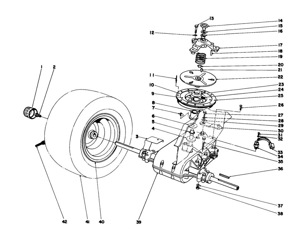 Transaxle & Clutch Assembly Diagram and Parts List for 57360 5000001 - 5999999 Toro Lawn Tractor