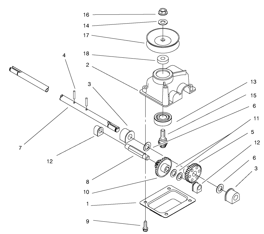 Gear Case Assembly Diagram and Parts List for 26683 0000001 - 0999999 Toro Lawn Mower