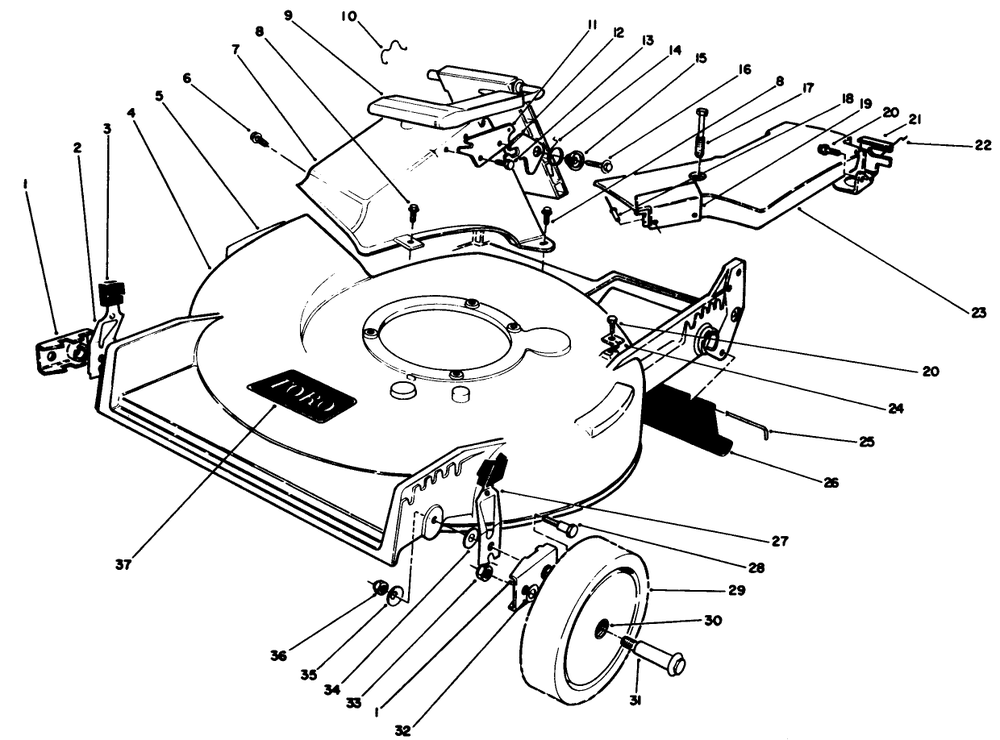 Housing Assembly (Continued)(Used On Serial No. 9000101 Thru 9012541) Diagram and Parts List for 20611 9000001 - 9999999 Toro Lawn Mower